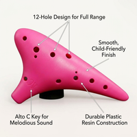 12 Hole Alto with Music and Lanyard, Musical Instrument Gift Box for Beginners, Easy to Play Ocarina - Pink