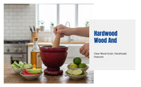 Wooden Mortar and Pestle, Thai Style, Handmade, Solid Wood, Multi-Size for Chicken Feet, Cucumber, Kitchen, Commercial