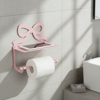 Bathroom Tissue Holder with Phone Shelf Cute Hardware Space-Saving for Bathroom