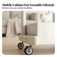 Mobile TV Stand with Cabinet Locking Brakes Rolling TV Cart with Drawer Adjustable Height Built-in Storage Suitable for Renters Small Areas Conference Room Exposition Show