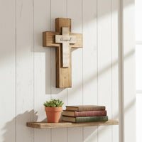 Layered Wood Easter Cross Gift Wooden Wall Cross Ready to Hang House Decoration for Christians, Bedroom, Living Room, Entryway