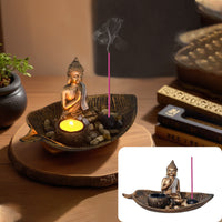 Resin Buddha Candle Holder Decorative Zen Figurine for Spa and Yoga