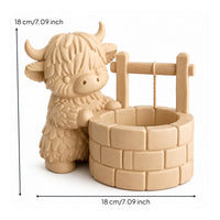 Scottish Cattle Planter Indoor Cow Ornament with Flower Pot Farmhouse for Windowsill