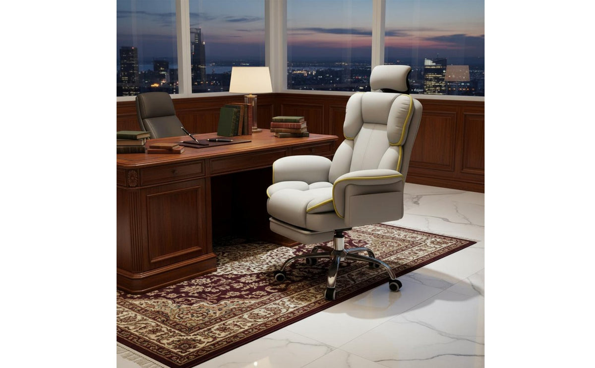 Adjustable Headrest Ergonomic Reclining Office Chair Side Storage Pocket High Back Swivel Chair with Footrest for Live Streamers, Gamers