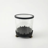 Glass Holder with Claw Feet Embossed Decorative Container for Vanity, Dresser