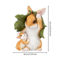 Rabbit Statue with Baby Cottagecore Rabbit Statue Whimsical for Yard, Flower Bed
