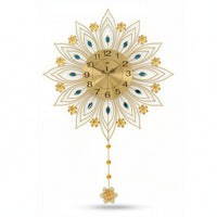 Peacock Wall Clock Gold-Tone Wall Clock with Pendant Radial for Homeowners
