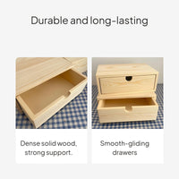 Wood Desktop Drawer Organizer, Stackable Storage Box