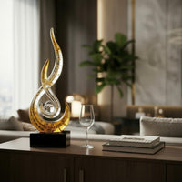 Gold Foil Resin Sculpture Light Luxury Design Modern Spiral Art Piece for Office