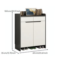 Entryway Shoe Cabinet Freestanding Shoe Storage Modern Shoe Organizer Shoe Cabinet with Drawers Solid Wooden Construction Adjustable Shelving Suitable for Household Entryways Home Organization