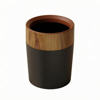 Cylindrical Trash Bin Decorative Wood-Grain Trash Bin Lightweight