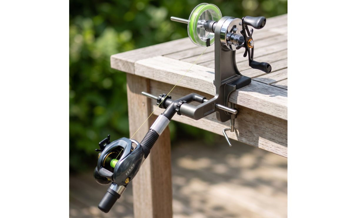 Fishing Line Spooler with Tensioner Adjustable Tension Fishing Line Spooler with Clamp Bench-Mounted Reel Spooling Station for Workbench