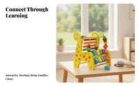 Smooth Sliding Color Recognition Wooden Abacus Math Manipulative Deer Abacus Toy