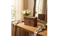 Jewelry Box with Drawers Embossed Floral Pattern Jewelry Box with Glass Lid