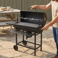 Barrel Briquette Grill Rotisserie Support Barrel Barbecue Grill Wheeled