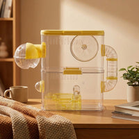 Hamster Cage for Dwarf Hamster, All Clear Single Level Indoor Pet Cage, Simple Style All Seasons Hide for Small Pet Mice