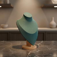 Velvet Jewelry Display Solid Wood Base Necklace Display Bust Elegant Design Velvet Necklace Bust for Boutique Owners, Product Photography, Craft Shows