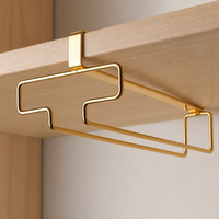 No-Drill Wine Glass Rack, Modern Metal Hanging Wine Glass Holder for Home Bar, Under Cabinet Stemware Rack, 26 cm