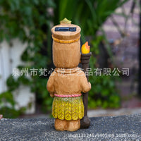 花园装饰玛雅图腾工艺树脂摆件户外庭院草坪太阳能灯tiki图腾摆件