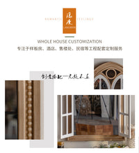创意餐厅墙面装饰可开假窗户民宿摄影道具复古背景墙仿真圆弧镜子