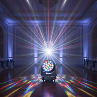 4 in 1 Moving Head Light with Bee-Eye Lens Pivoting RGBW LED Stage Light Beam Lighting Digital Multiplex for Performers, Dance Floors, Taverns, Weddings