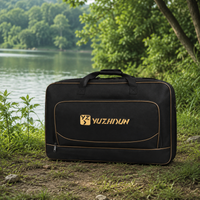 Black Oxford Cloth Fishing Bag, Waterproof Fishing Tackle Carryall, Fishing Gear Bag with Shoulder Strap, for Fishing Reels & Anglers