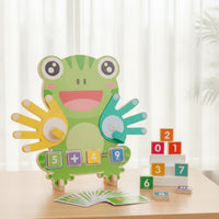 Preschool Frog Math Board with Clock Stem Math Learning Game with Cards Stable Counting Game with Cards Safe for Preschoolers