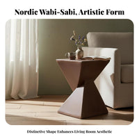 Twisted Geometric Table Sturdy Twisted Pedestal Table Faux Wood Grain for Lobby