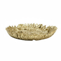 Gilded Leaf Tray Golden Finish Gold Decorative Tray Versatile Decorative Resin Plate for Desktop, Entryway, Washroom