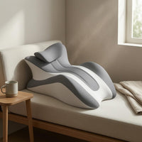 Memory Foam Prone-Sleeping Pillow Recessed Channel Sleep Accessory Two-Tone Gray