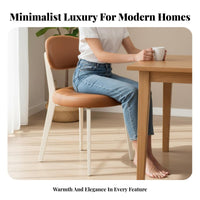 Upholstered Oval-Back Stool Light Luxury Design Dining Chair Soft Padded