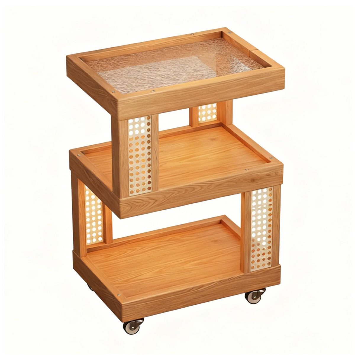2-Tier Rolling Nightstand Multifunctional Multi-Tier Rolling Cart Space-Saving