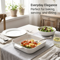 Lasagna Casserole Pan, Rectangular Casserole Dish for Oven, Deep Rectangular Oven Dish with Handles, Ceramic Gratin Dish, Porcelain Lasagne Pan