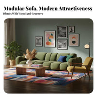 Biscuit Sofa Minimalist Design Deep Seat Sectional Sofa Firm-Density Foam Filling Upholstered Chaise Sectional for Homeowners, Lounge Area