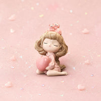 Girl Piggy Bank Desktop Ornament Heart Holding Currency Bank Rose Finish