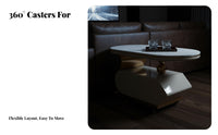 Mobile C-Shaped Table Movable with casters Living Room Furniture Rolling Casters Sturdy Construction for distant Workers