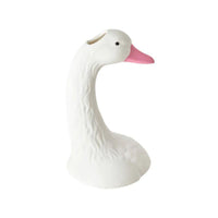 Nordic Ins Style White Ceramic Swan Vase with Pink Accent
