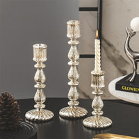 French Vintage Silver-Plated Glass Candle Holder