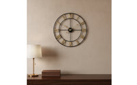 Non-Ticking Roman Numeral Wall Clock Black Metal Wall Clock Minimalist Modern Vintage for Homeowners, Living Room, Study, Entryway
