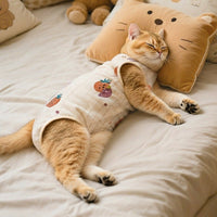 Cat Recovery Suit with Fasteners, Patterned Post Surgery Clothes for Kittens, Spay Neuter Suit with Short Legs, Breathable Vest to Stop Licking