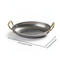 Serving Piece Oval Stainless Steel Tray Tableware Gold-Toned Handles Rounded Edges
