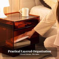 Clear Side Cabinet Light Luxury Bedside Table Transparent Design for Guest Room