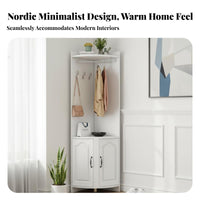 Multi-Functional Corner Coat Stand Floor-Standing Entryway Organizer Multifunctional Household Storage complimentarystanding for Apartment Dwellers, Homeowners, Families, Hallway, Bedroom, Living Room, Mudroom