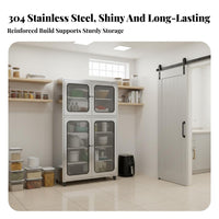 Stainless Steel Storage Cabinet Rust-Resistant Freestanding Pantry with Doors Large Capacity Freestanding Pantry Cabinet for Cooking Enthusiasts