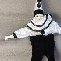 Dangling Leg Clown Ornament Collectible Ceramic Pierrot Doll Vintage Style House Decoration for Collectors