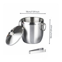 Stainless Steel Ice Bucket Circular Handles Insulated Ice Bucket Carry Handle Beverage Container