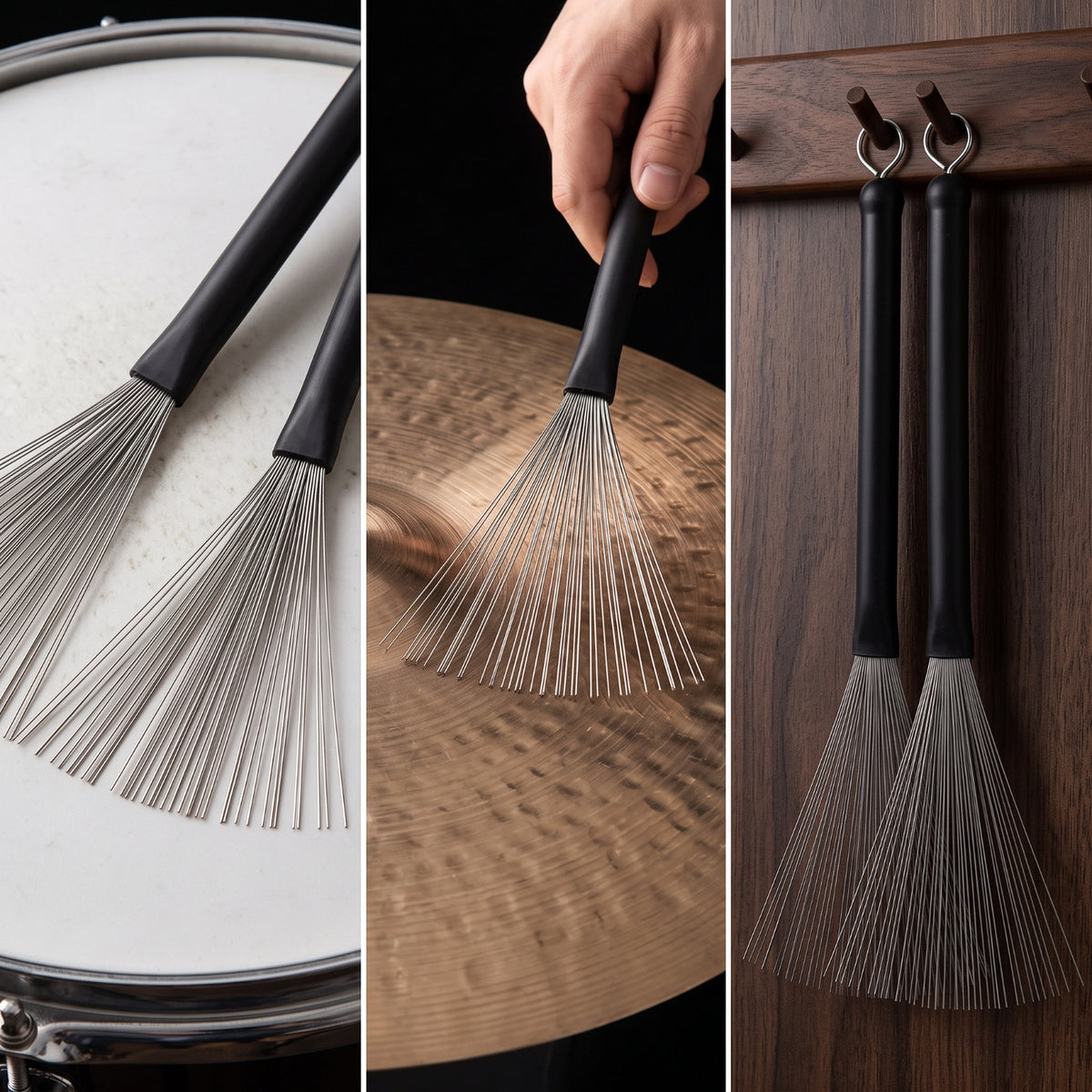 Jazz Drum Brush Wire Drum Brush with Handle Comfortable Musical Instrument Accessory for Drummers