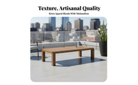Retro Design Mortise and Tenon Joint Table Natural Grain Pattern Square Block-Leg Coffee Table Sturdy Construction Living Room Furniture Minimalist Aesthetic for Interior Designers, Homeowners, Apartment Dwellers, Courtyard, Balcony, Lounge Area, Office