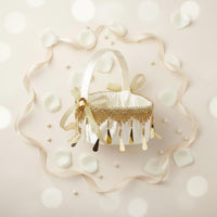 2 Pieces Flower Girl Basket Ribbon Bow Event Accessory Decorative for Bride