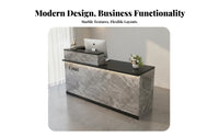 Reception Desk with Storage Multi-functional Retail Checkout Desk Stable Welcome Counter Sturdy Commercial Wood Suitable for Business Owners Company Entrance Office Reception
